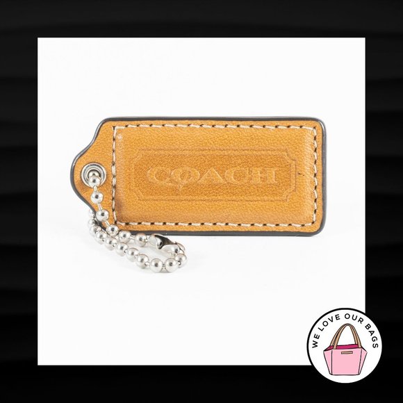 2.25" Medium COACH SADDLE BROWN LEATHER NICKEL FOB BAG CHARM KEYCHAIN HANG TAG - Picture 1 of 2